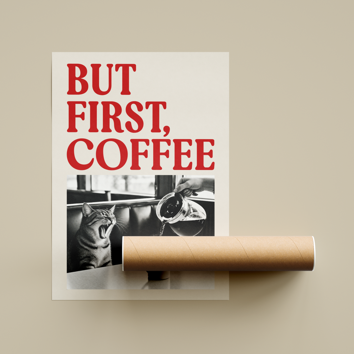 Cat Coffee Poster