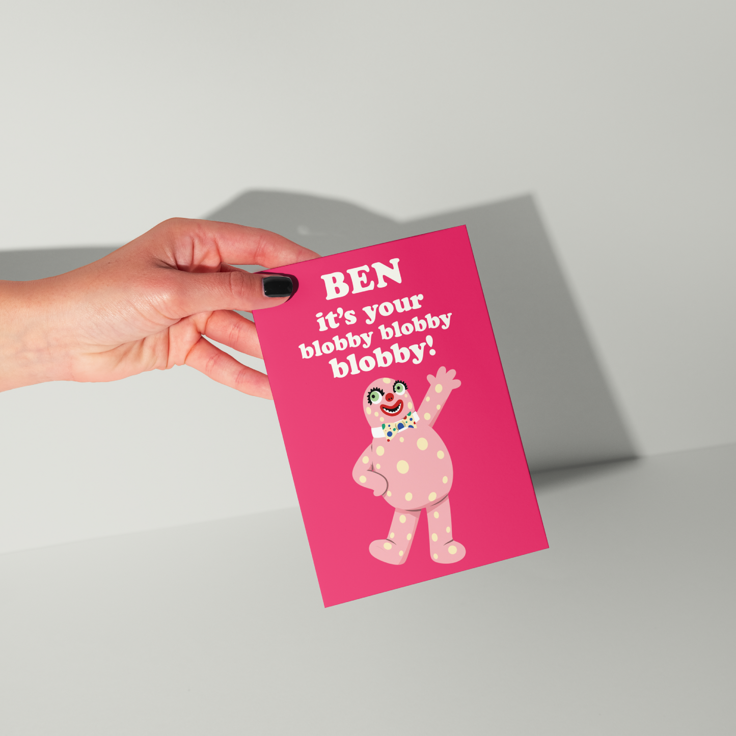 Funny Mr Blobby Personalised Birthday Card