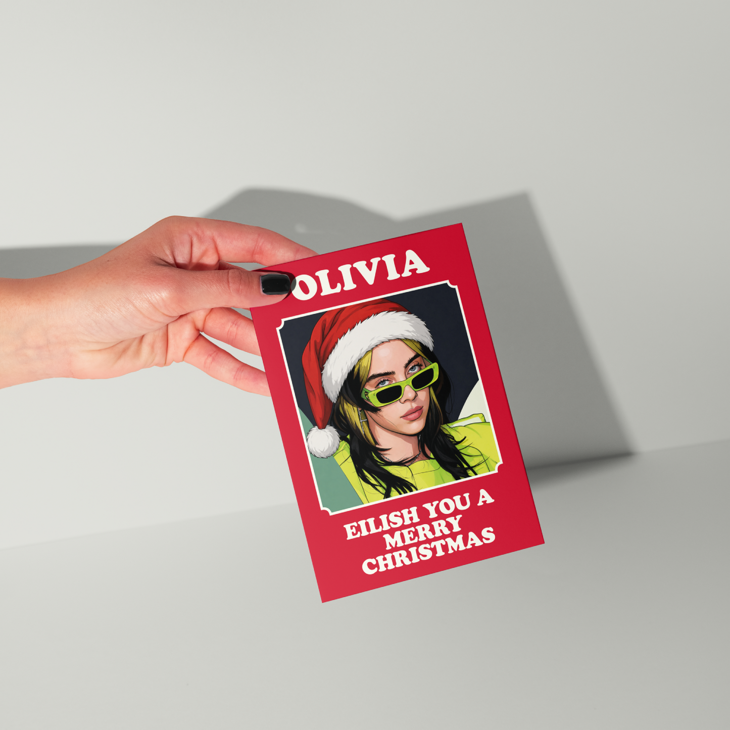 Funny Billie Eilish Personalised Christmas Card