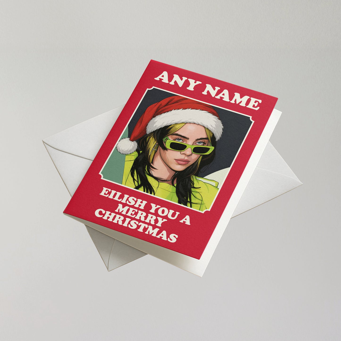Funny Billie Eilish Personalised Christmas Card