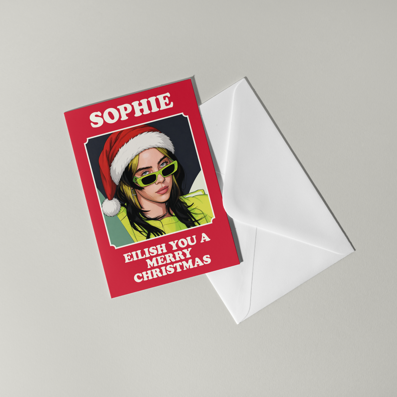 Funny Billie Eilish Personalised Christmas Card