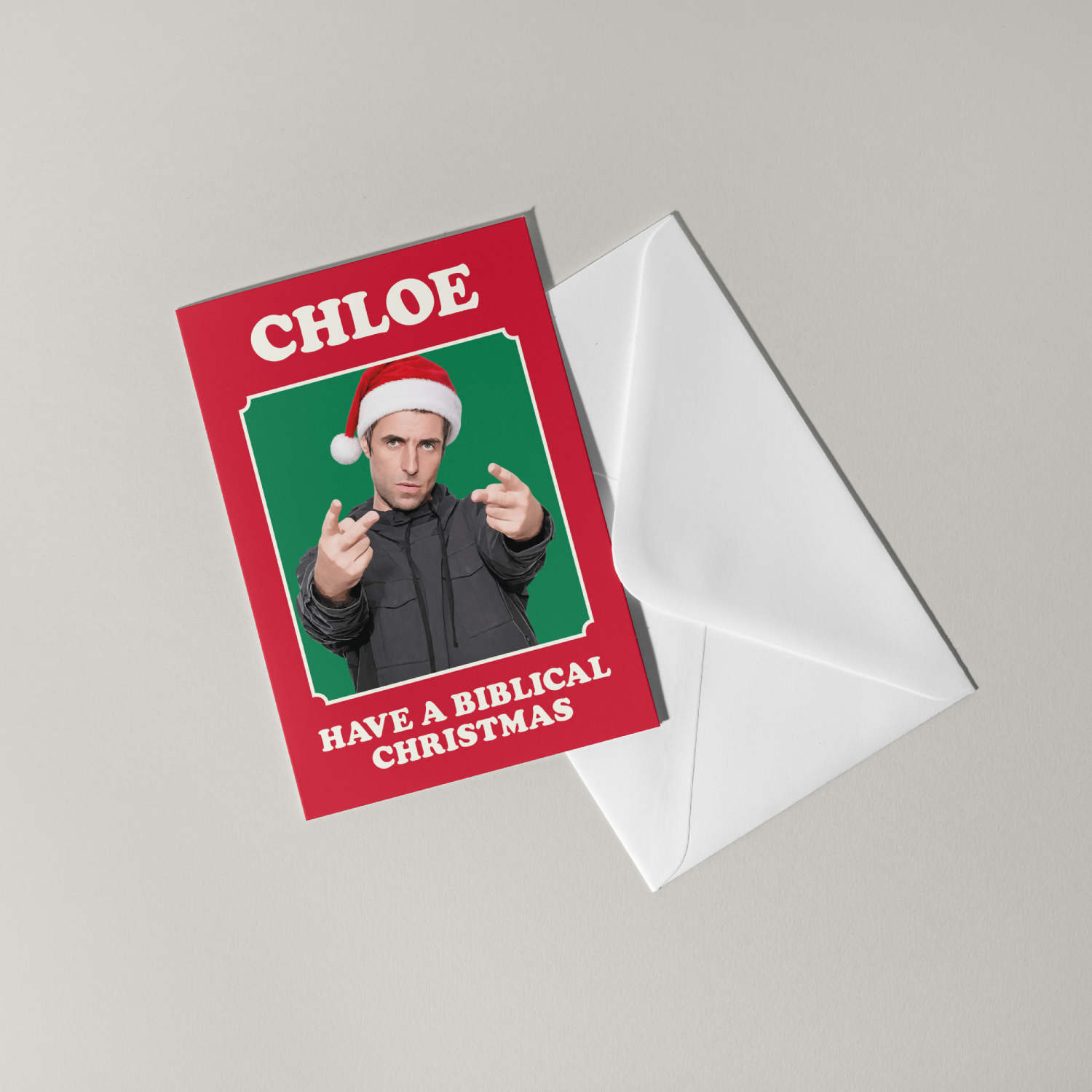 Funny Liam Gallagher Personalised Christmas Card