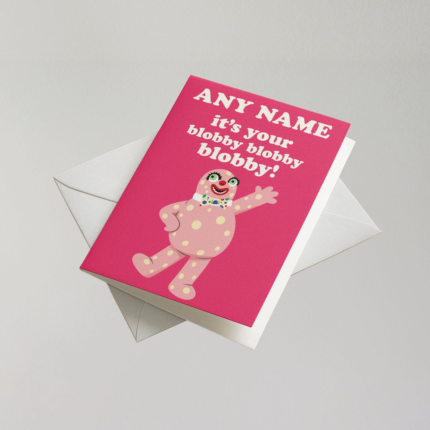 Funny Mr Blobby Personalised Birthday Card