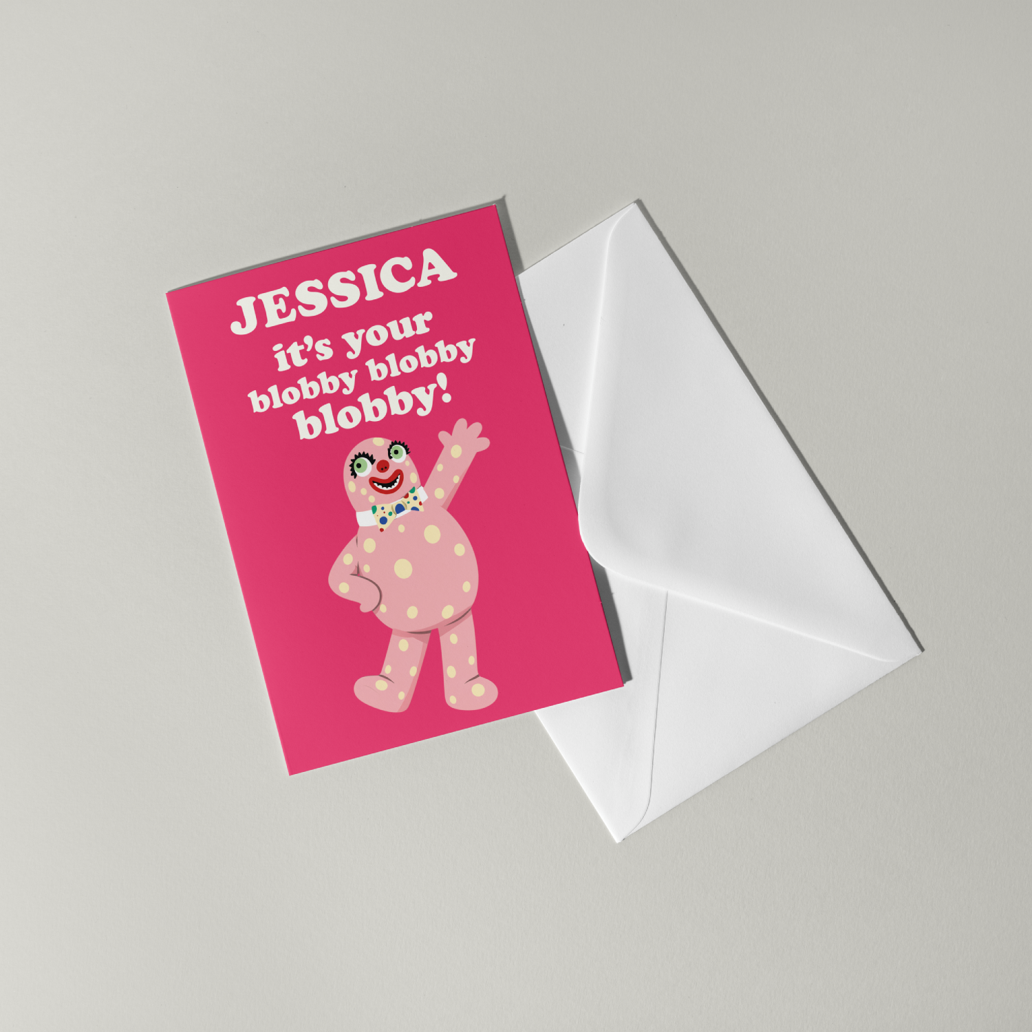 Funny Mr Blobby Personalised Birthday Card