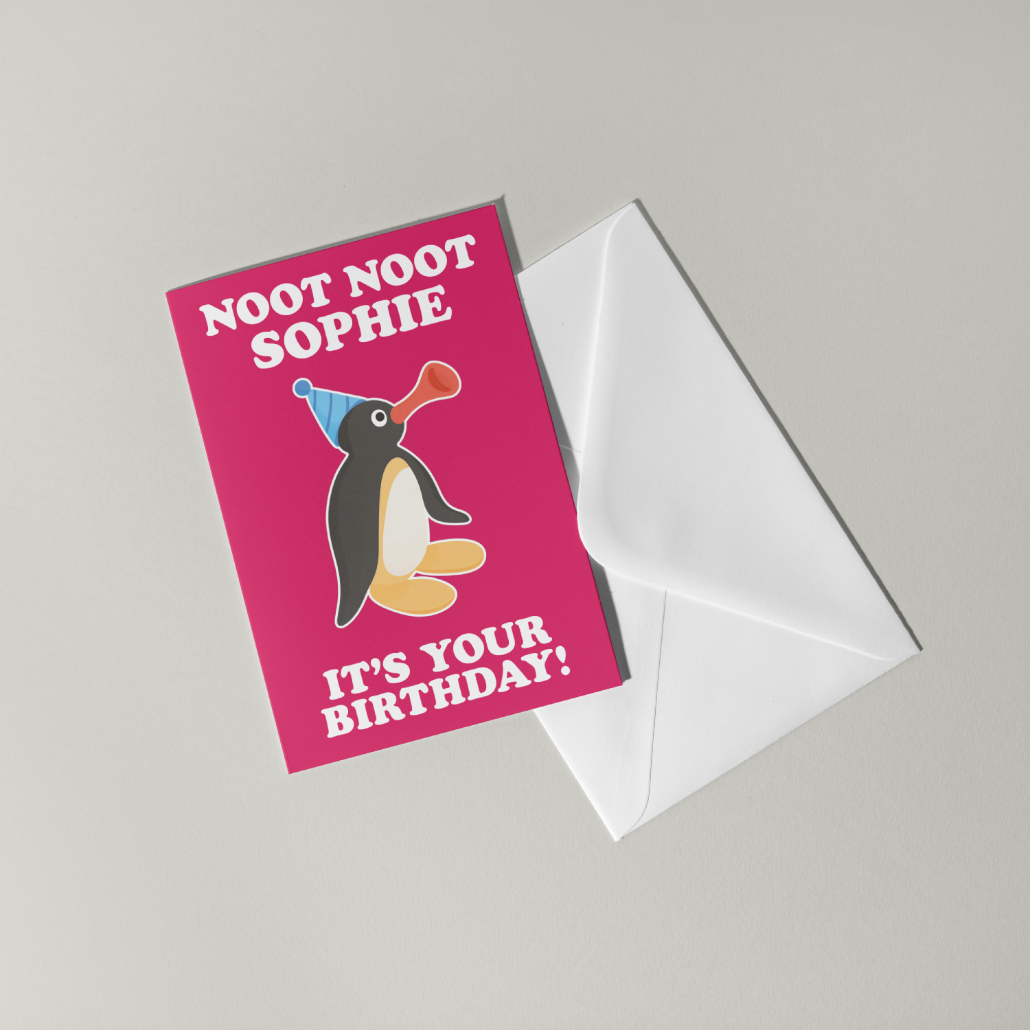 Funny Pingu Personalised Birthday Card