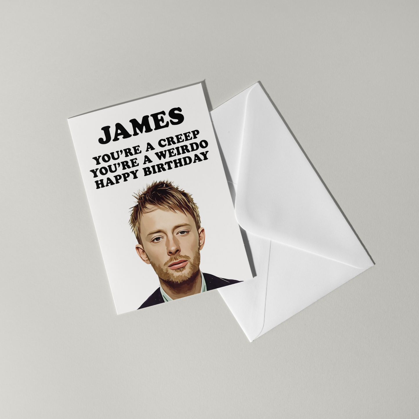 Funny Thom Yorke Personalised Birthday Card
