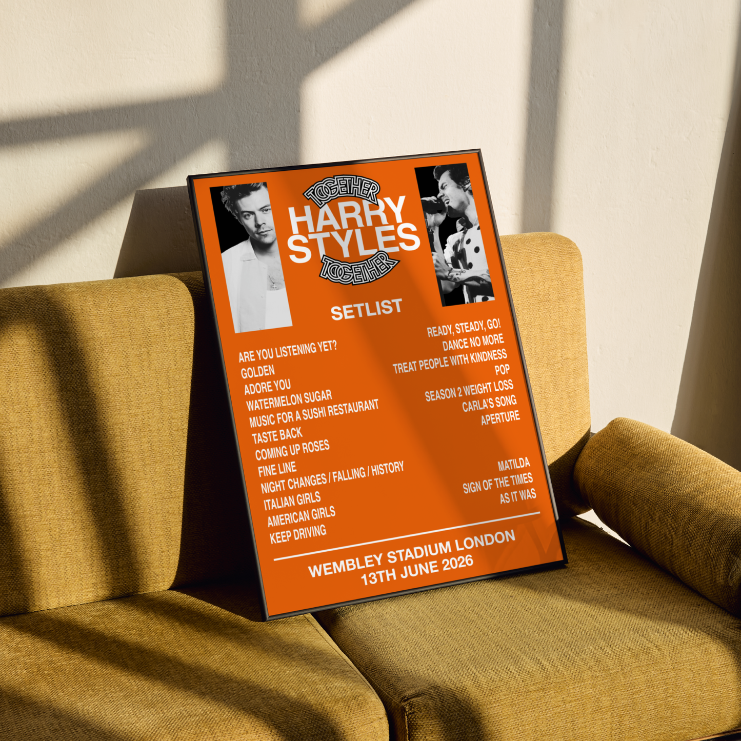 Harry Styles Together Together London 2026 Setlist Poster