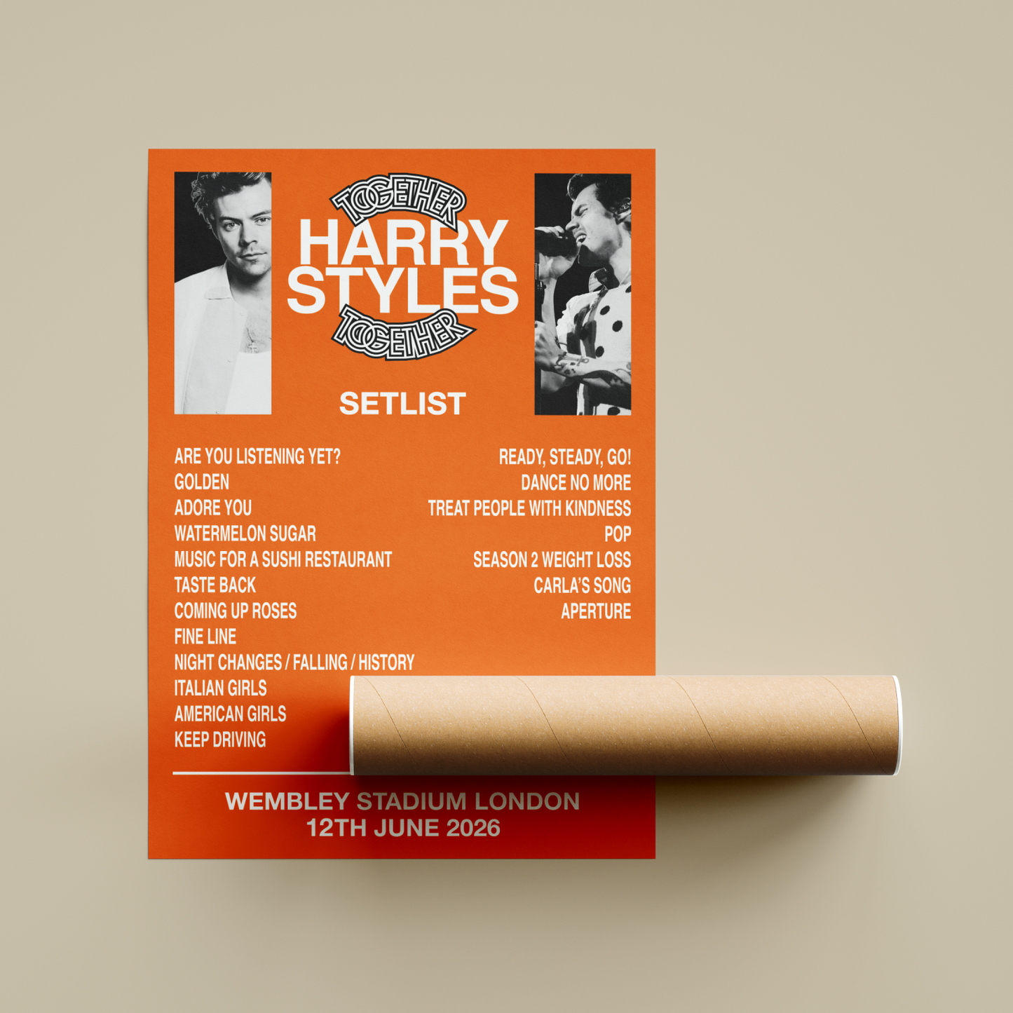 Harry Styles Together Together London 2026 Setlist Poster