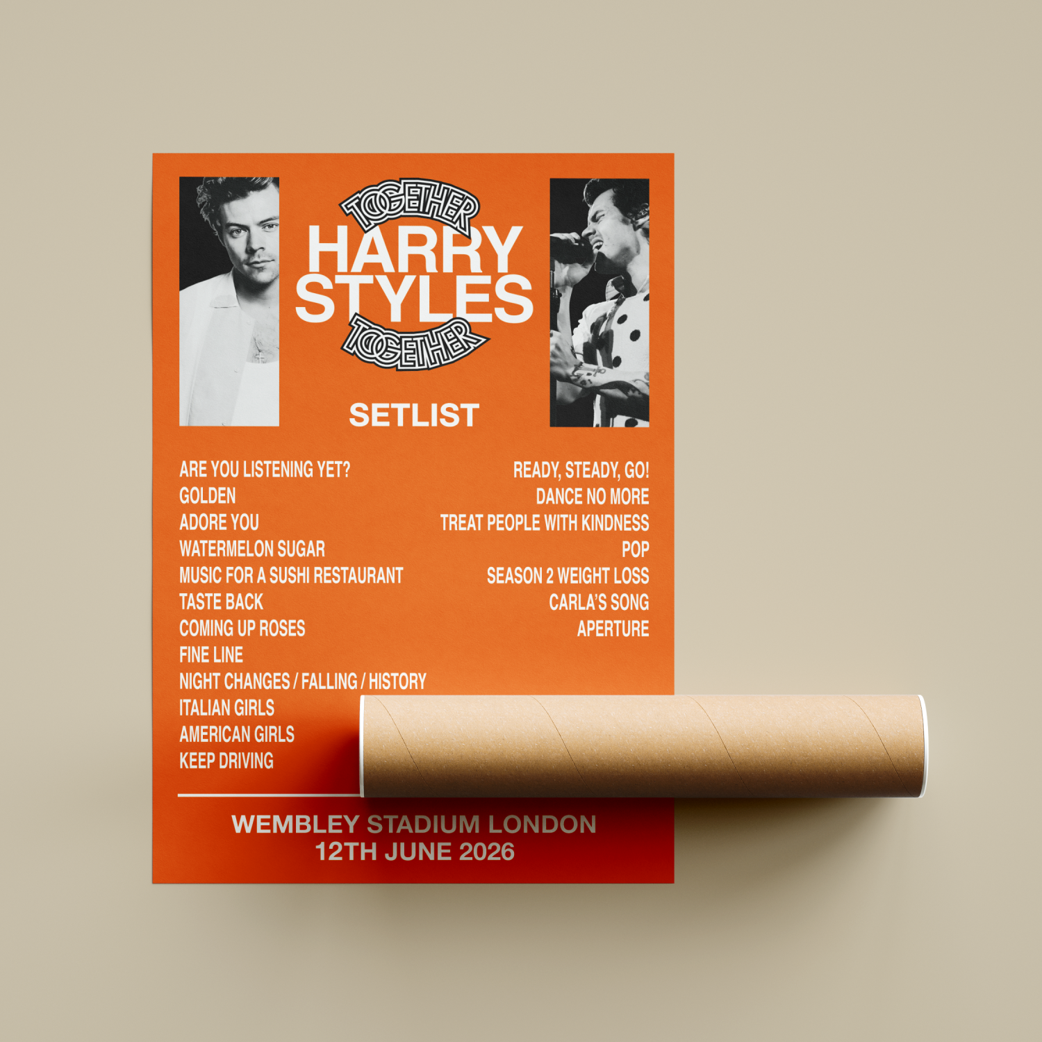 Harry Styles Together Together London 2026 Setlist Poster