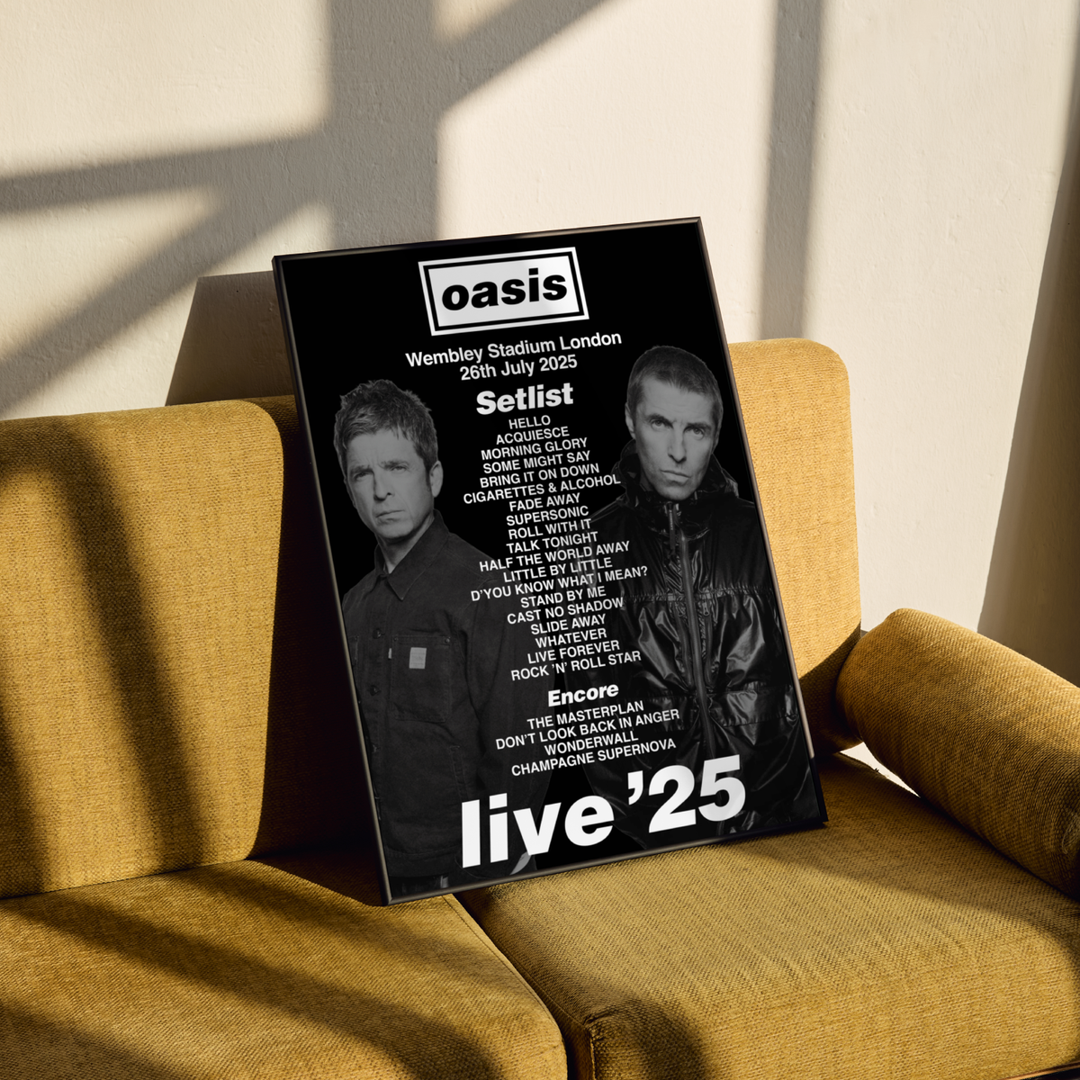 Oasis Live 25 Tour Setlist Poster