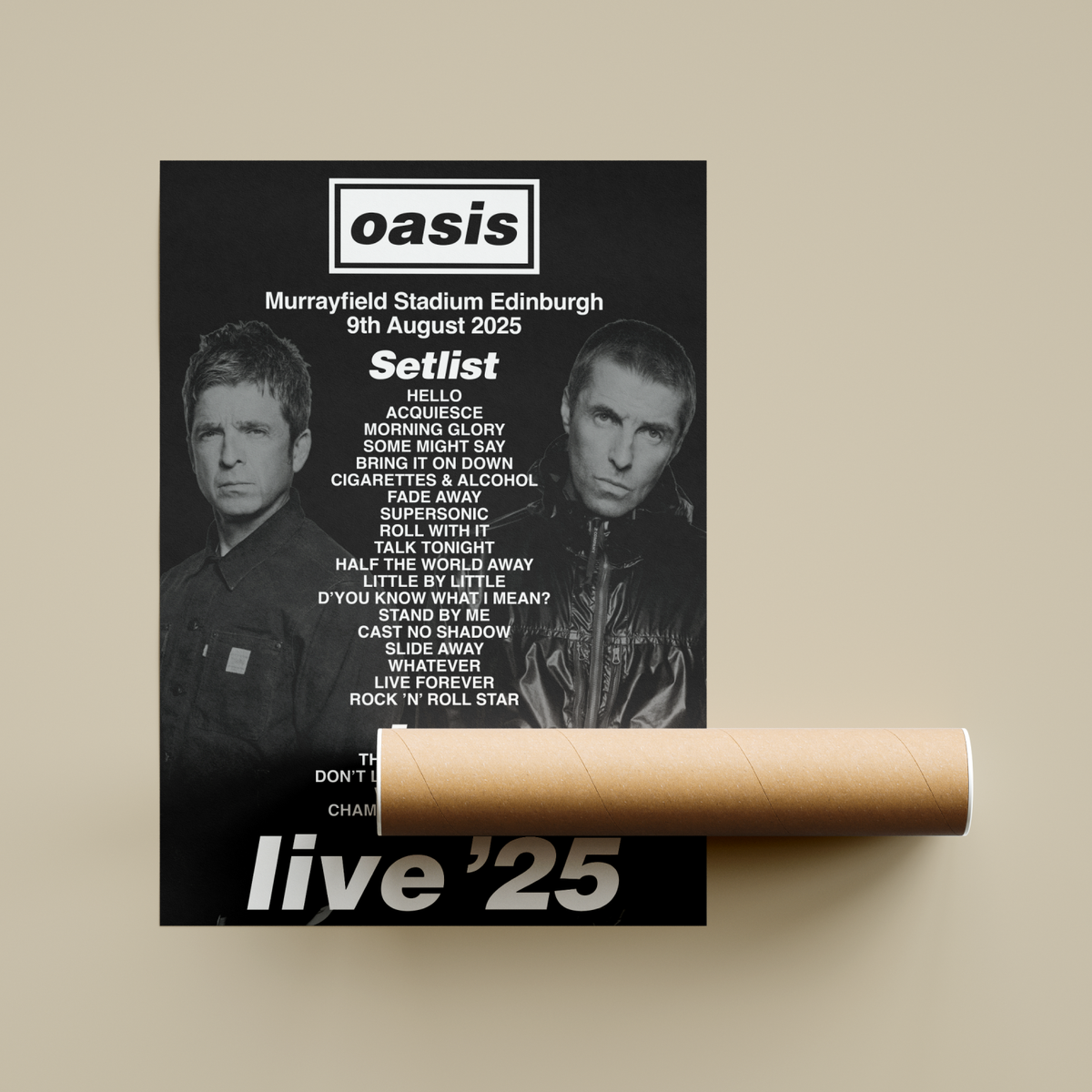 Oasis Live 25 Tour Setlist Poster