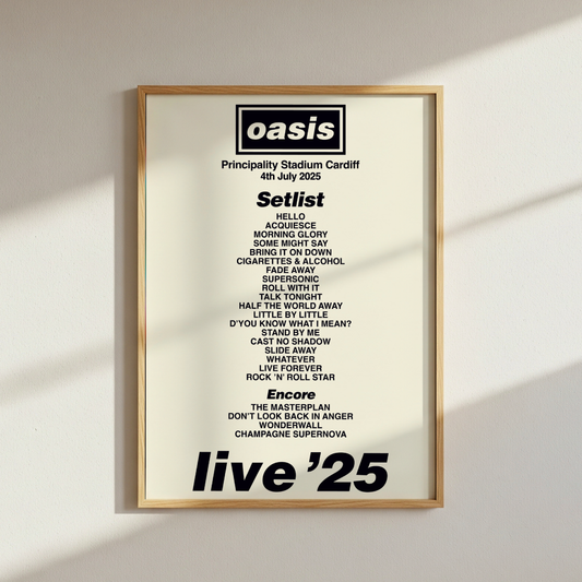 Oasis Live 25 Tour Setlist Poster