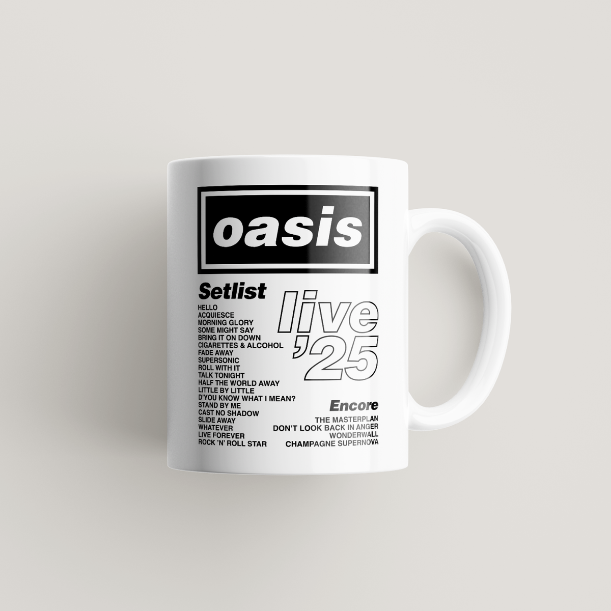 Oasis Live 25 Personalised Setlist Mug