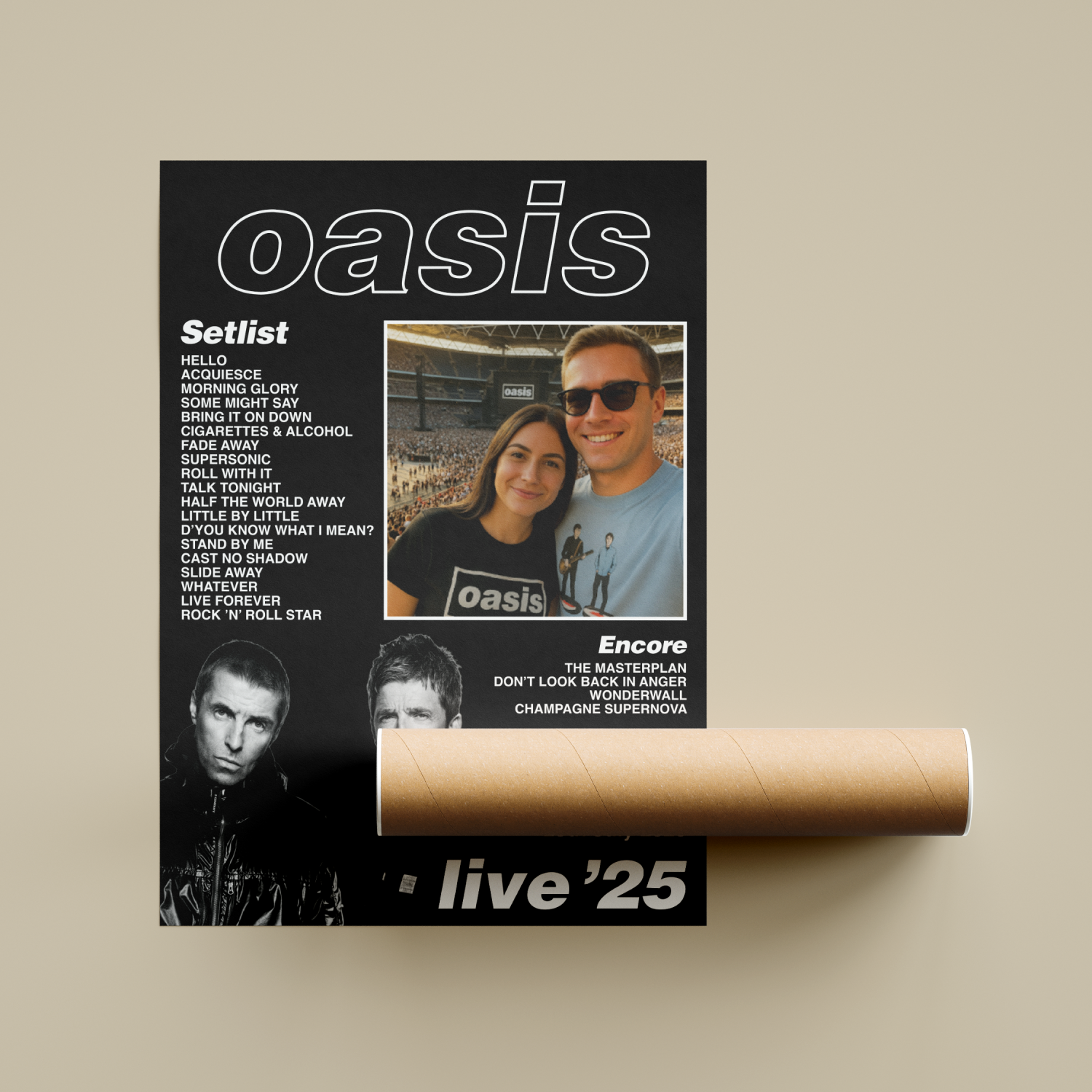 Oasis Live 25 Personalised Setlist Poster