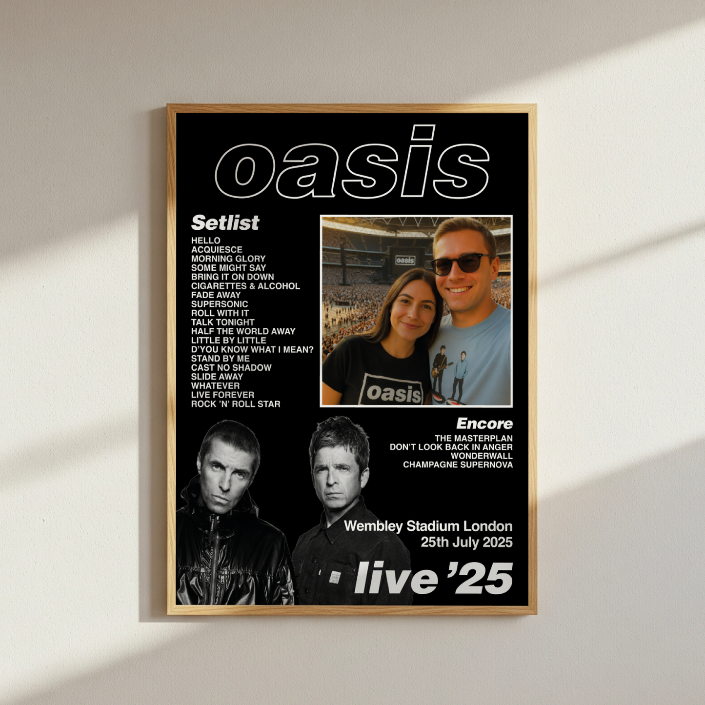 Oasis Live 25 Personalised Setlist Poster