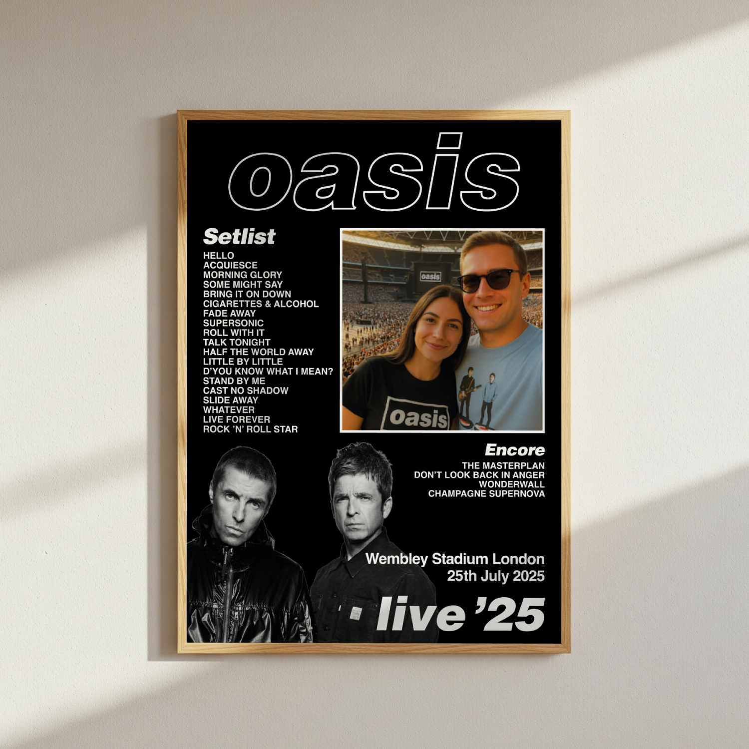 Oasis Live 25 Personalised Setlist Poster